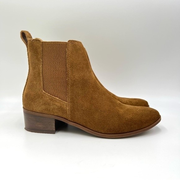 Steve Madden Womens Size 7.5 Cognac Brown Suede Leather Chelsea Ankle Boots - Picture 1 of 11